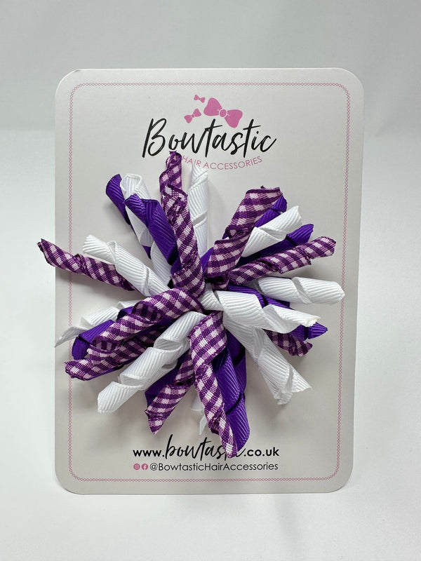 3.5 Inch Corker Bow - Purple & White Gingham