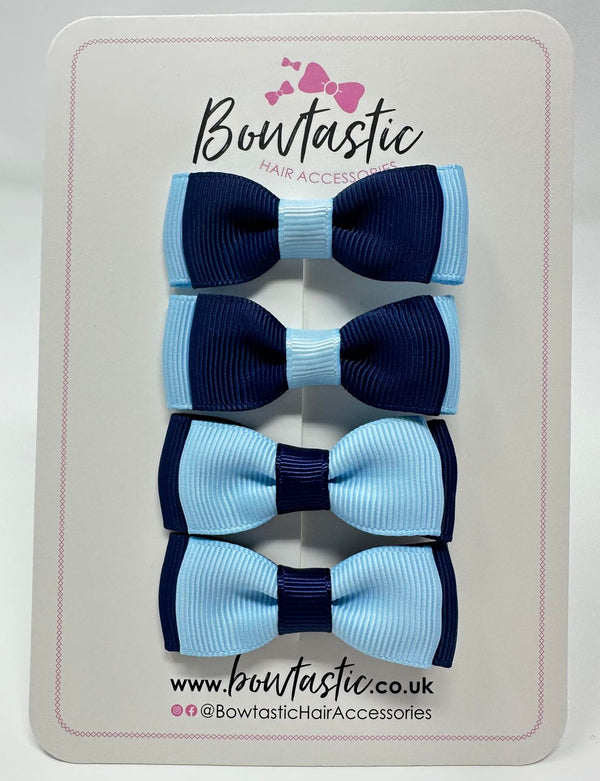 1.75 Inch Bows - Navy & Blue Topaz - 4 Pack