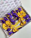 School Bundle - 5 Matching Pairs - Purple & Yellow Gold - Clips