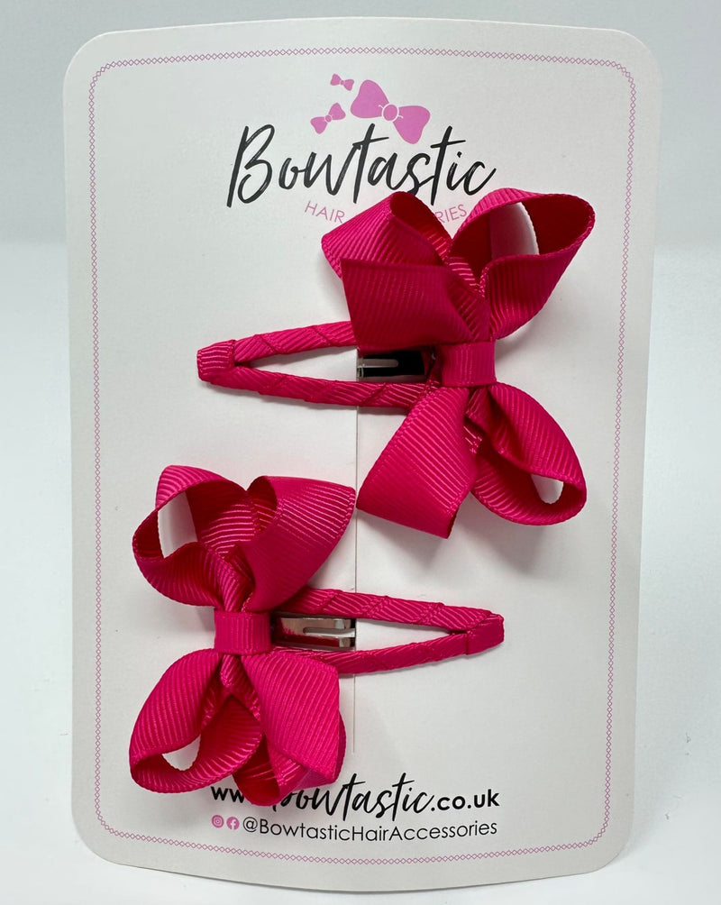 2 Inch Bow Snap Clip - Raspberry Rose - 2 Pack