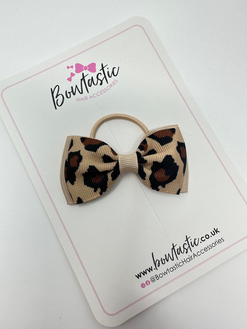 2.75 Inch Tuxedo Bow - Thin Elastic - Leopard