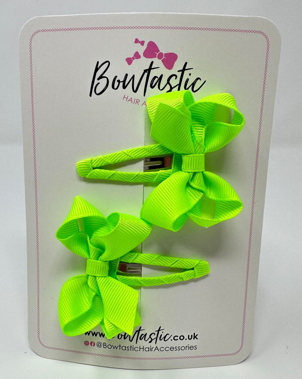 2 Inch Bow Snap Clip - Key Lime - 2 Pack