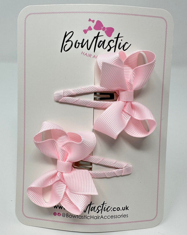2 Inch Bow Snap Clip - Powder Pink - 2 Pack