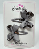 2 Inch Bow Snap Clip - Silver - 2 Pack