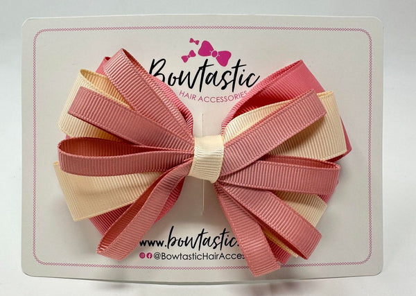 4 Inch Loop Bow - Sweet Nectar, Nude & Dusty Rose