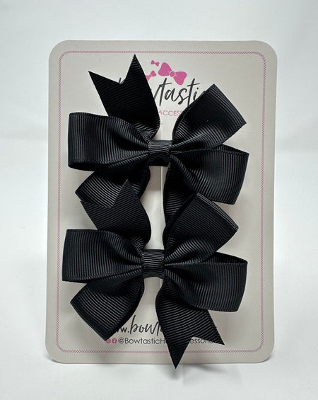 3 Inch Pinwheel Bow - Black - 2 Pack