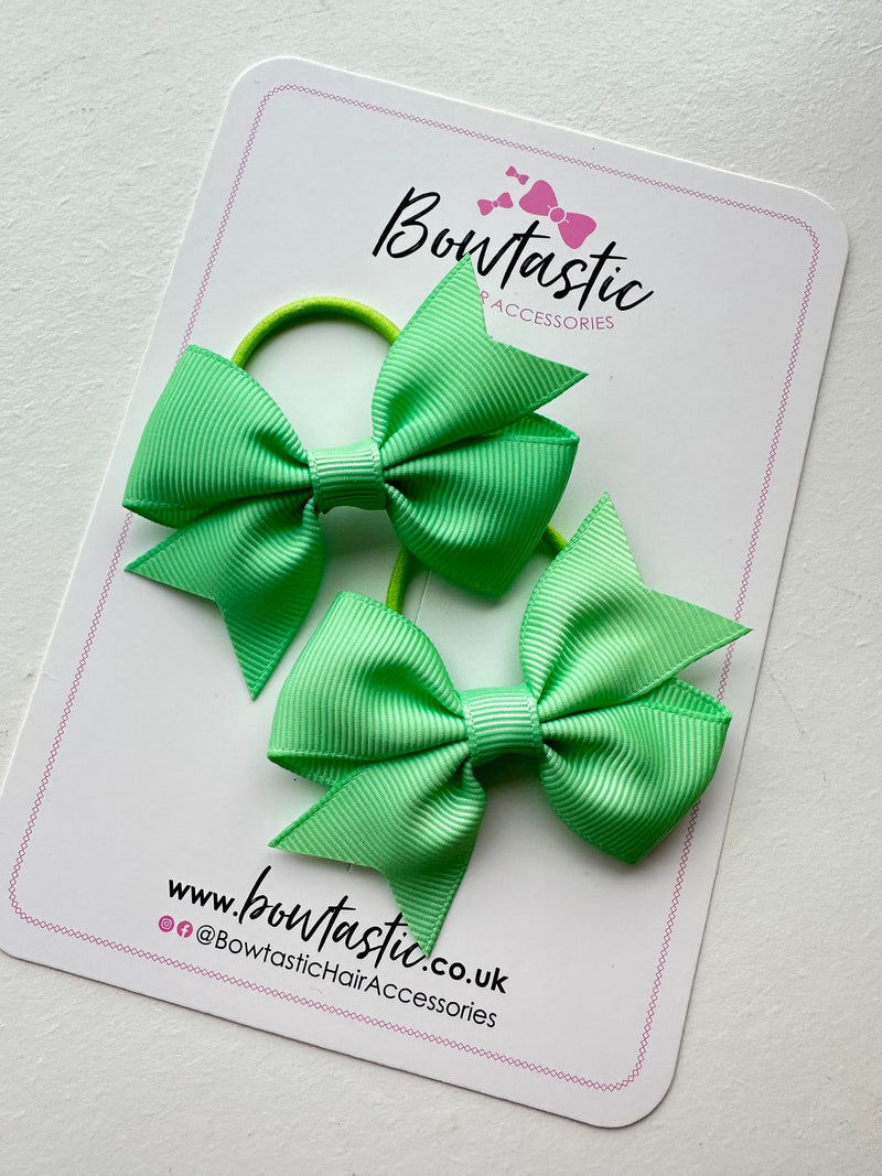 2.5 Inch Flat Bow Thin Elastic - Style 2 - Mint Green - 2 Pack