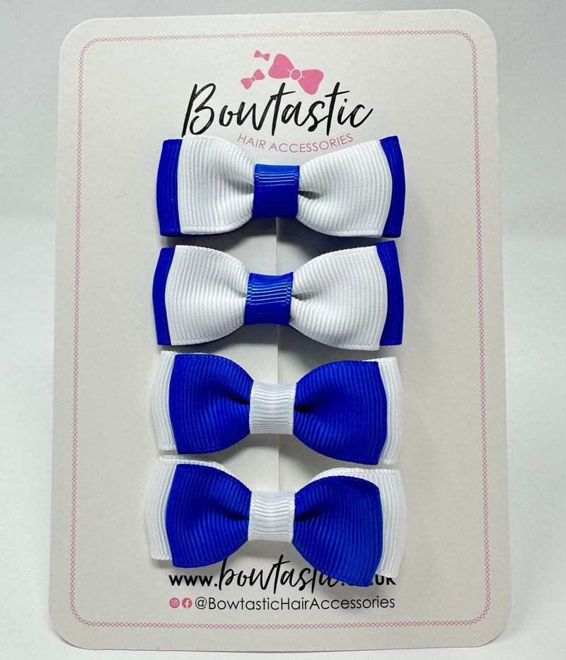 1.75 Inch Bows - Royal Blue & White - 4 Pack