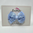 3 Inch Flat 2 Layer Bow - Bluebell & Light Blue Gingham