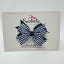 3 Inch Flat 2 Layer Bow - Navy Gingham