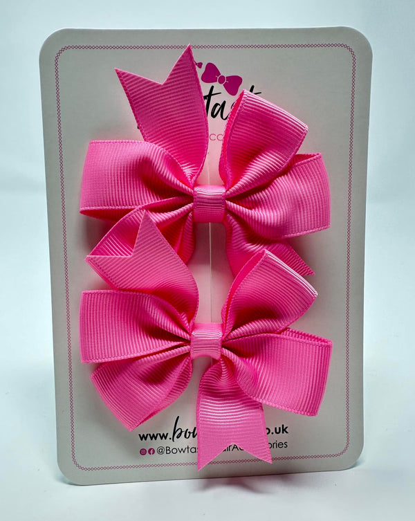 3 Inch Pinwheel Bow - Geranium Pink - 2 Pack