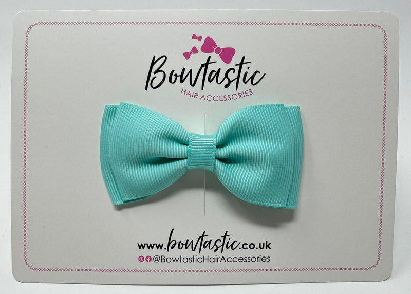 3 Inch Flat Double Bow - Aqua