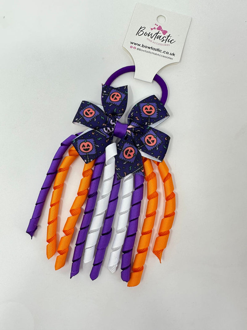 Halloween - 3 Inch Pinwheel Corker Bobble - Purple & Orange Pumpkin