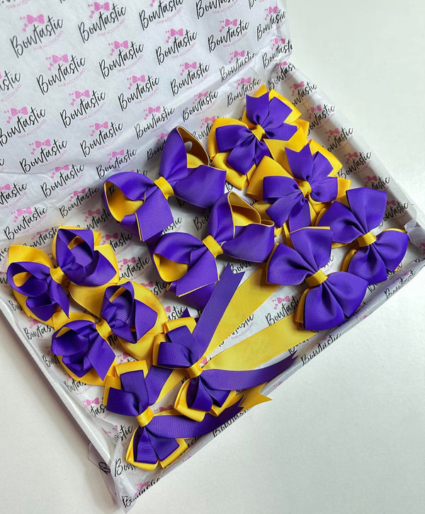 School Bundle - 5 Matching Pairs - Purple & Yellow Gold - Clips