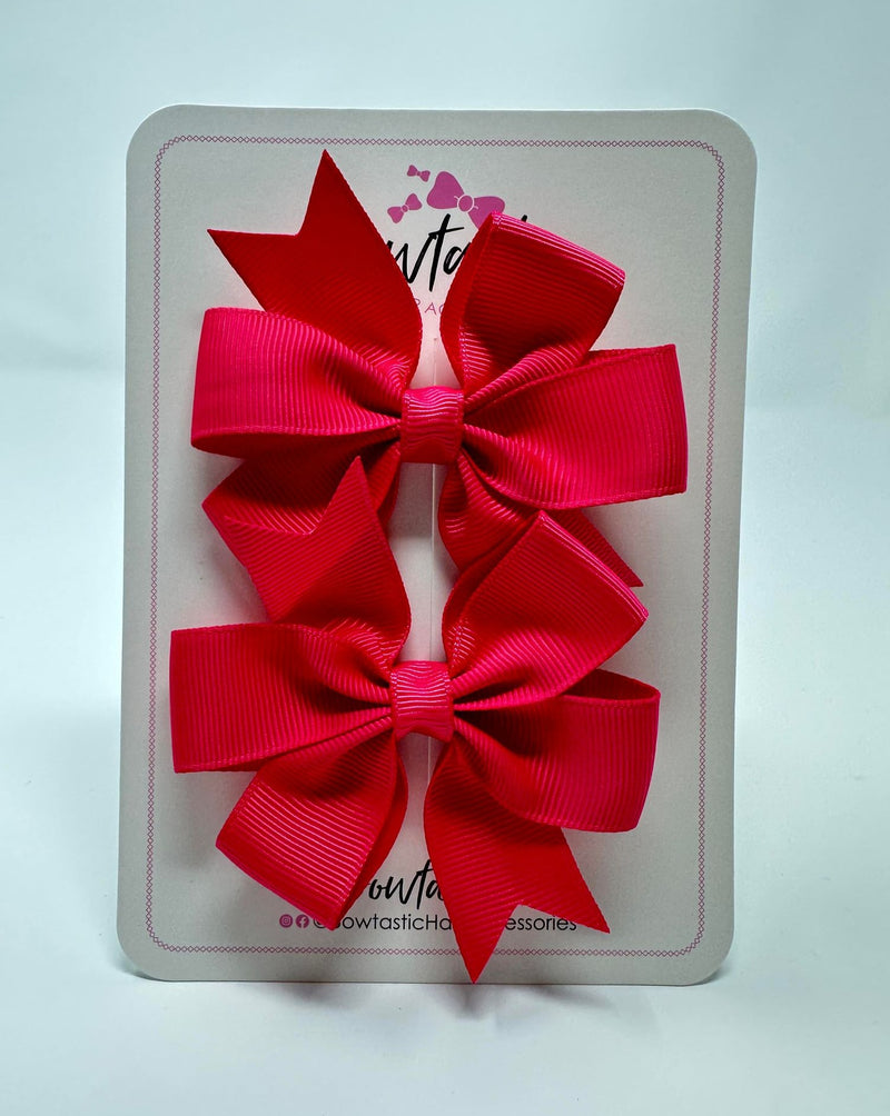 3 Inch Pinwheel Bow - Shocking Pink - 2 Pack