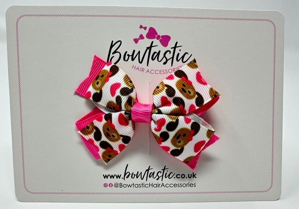 3 Inch Pattern Bow - Hot Pink Dog