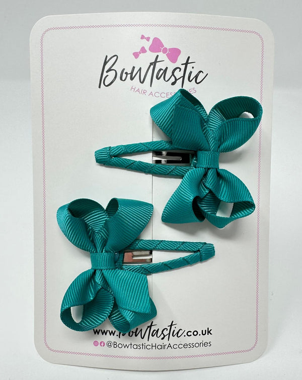 2 Inch Bow Snap Clip - Jade Green - 2 Pack