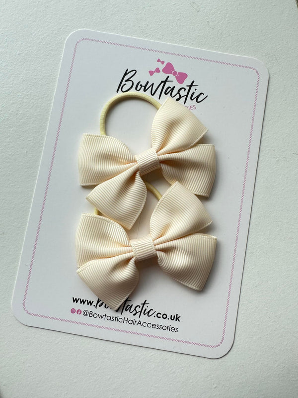 2.5 Inch Butterfly Bow Thin Elastic - Cream - 2 Pack