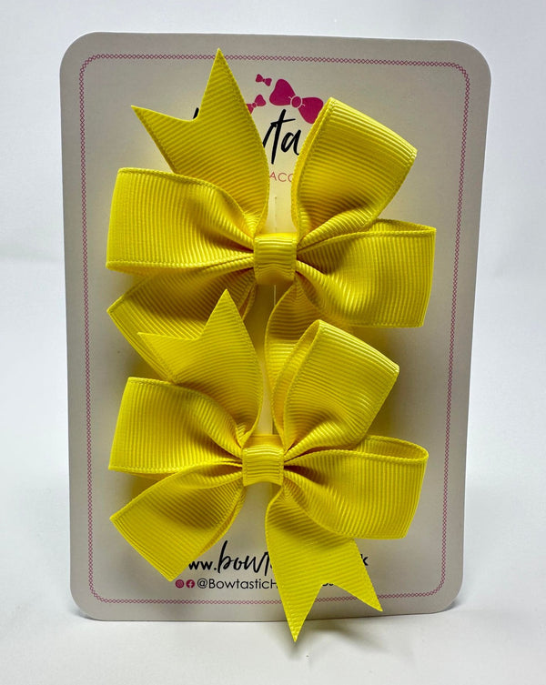 3 Inch Pinwheel Bow - Lemon - 2 Pack
