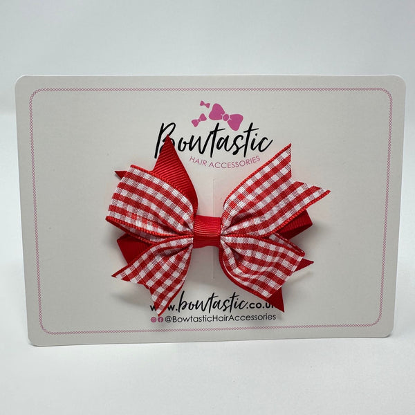 3 Inch 2 Layer Bow - Red Gingham