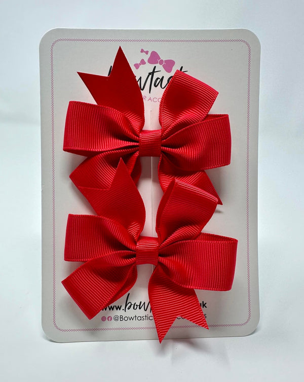 3 Inch Pinwheel Bow - Hot Red - 2 Pack