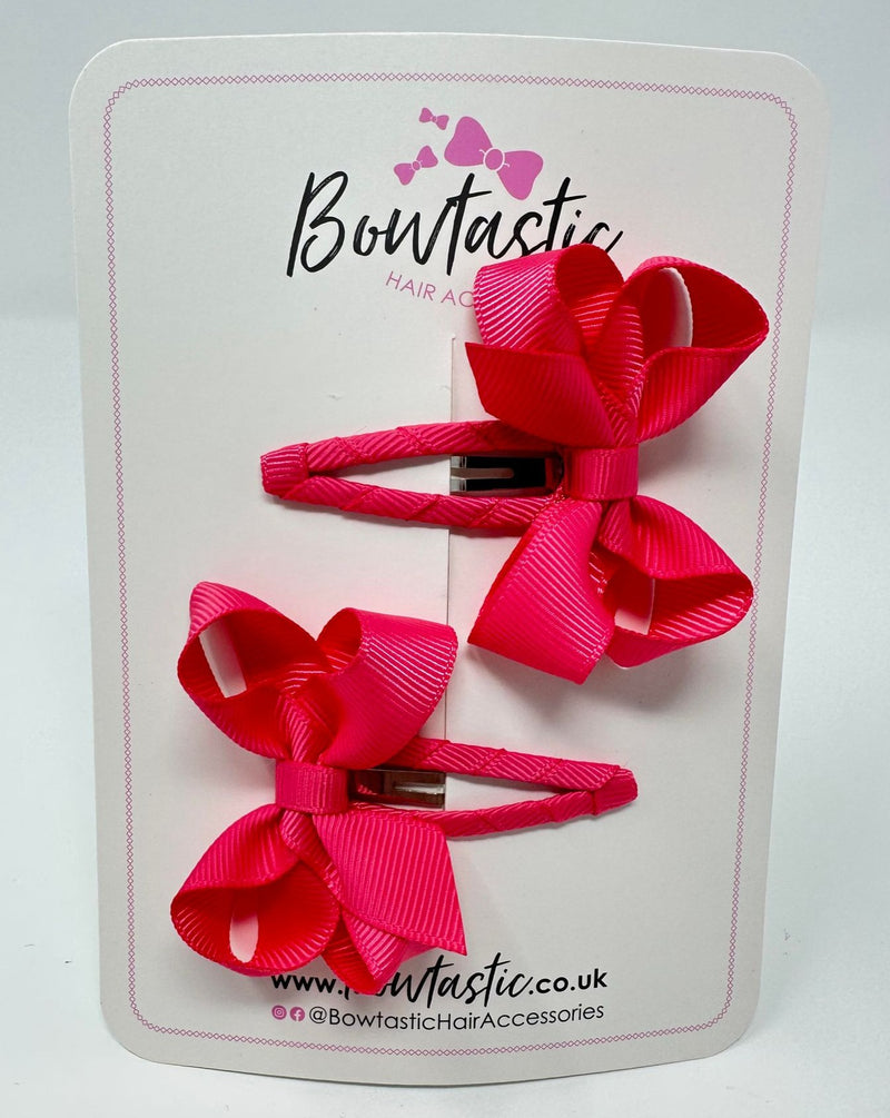 2 Inch Bow Snap Clip - Camellia Rose - 2 Pack