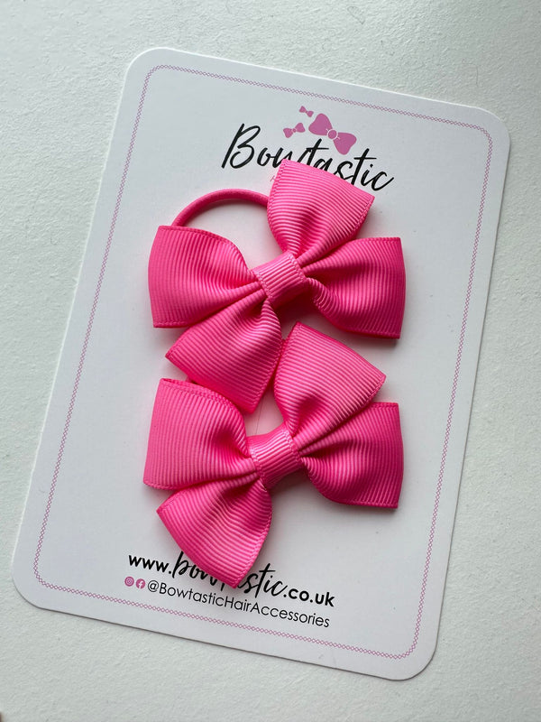2.5 Inch Butterfly Bow Thin Elastic - Hot Pink - 2 Pack