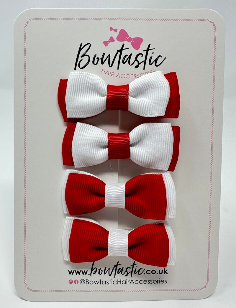 1.75 Inch Bows - Red & White - 4 Pack