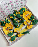School Bundle - 5 Matching Pairs - Forest Green & Yellow Gold - Clips
