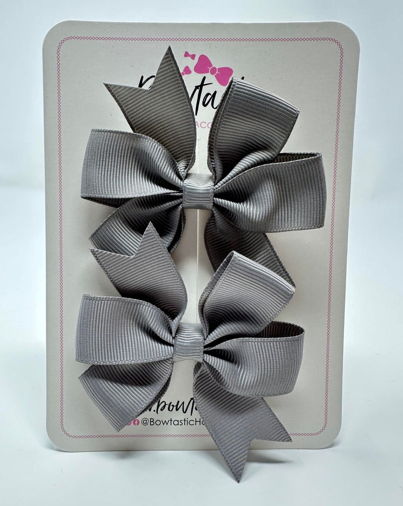 3 Inch Pinwheel Bow - Silver - 2 Pack
