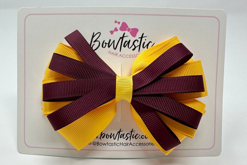 4.5 Inch Loop Bow - Burgundy & Yellow Gold