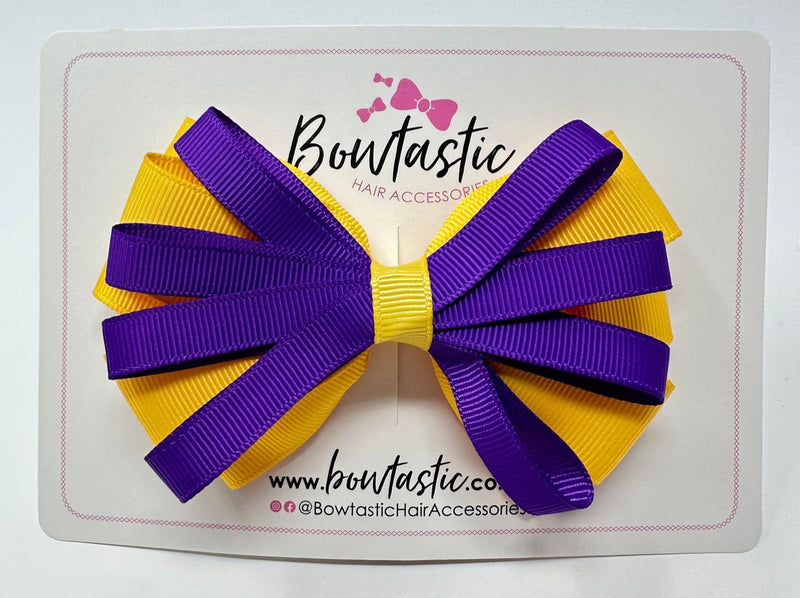 4.5 Inch Loop Bow - Purple & Yellow Gold