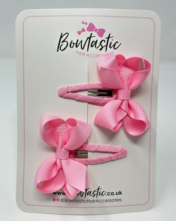 2 Inch Bow Snap Clip - Rose Pink - 2 Pack