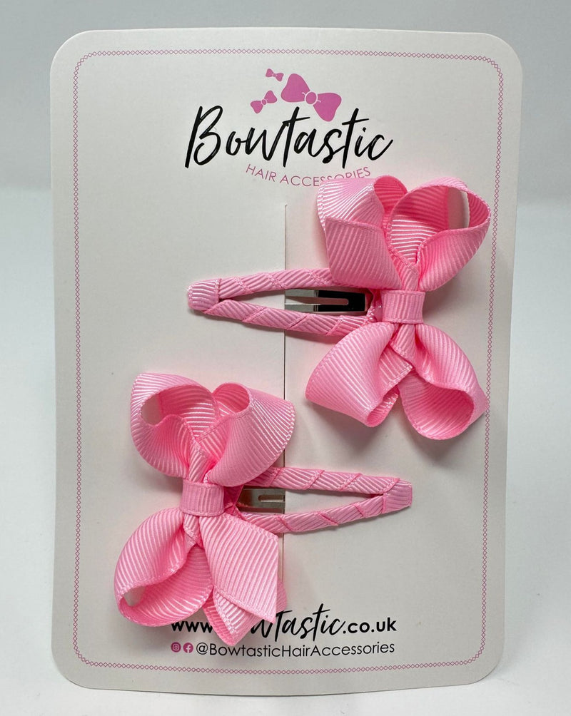 2 Inch Bow Snap Clip - Rose Pink - 2 Pack