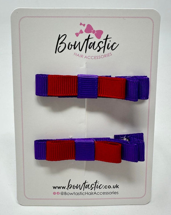 2 Inch Slide Bows - Purple & Red - 2 Pack