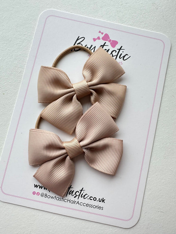 2.5 Inch Butterfly Bow Thin Elastic - Tan - 2 Pack