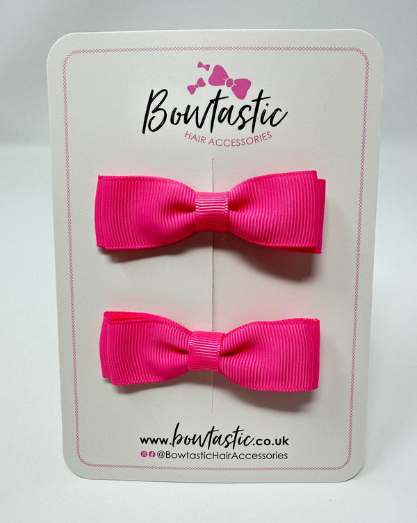 2.75 Inch Flat Bow - Hot Pink - 2 Pack