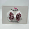 3 Inch Flat 2 Layer Bow - Burgundy & White Gingham