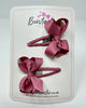 2 Inch Bow Snap Clip - Rosy Mauve - 2 Pack