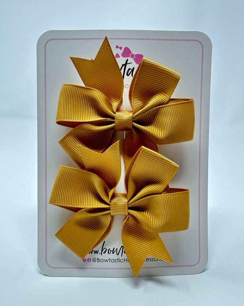 3 Inch Pinwheel Bow - Old Gold - 2 Pack