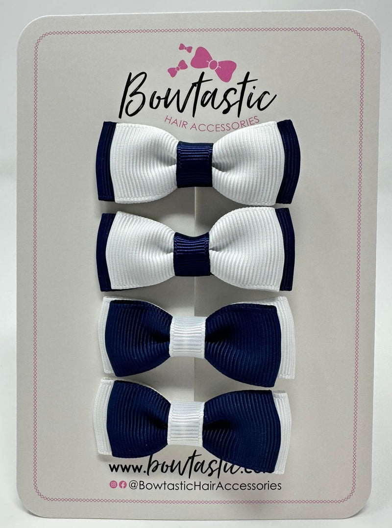 1.75 Inch Bows - Navy & White - 4 Pack