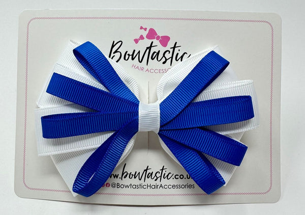 4.5 Inch Loop Bow - Royal Blue & White