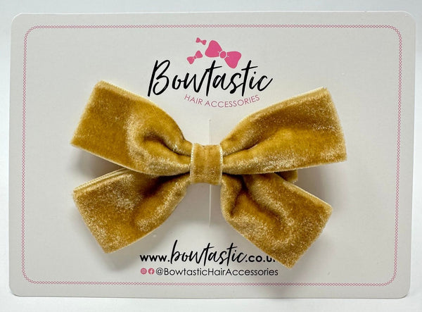 3.5 Inch Velvet Bow - Gold