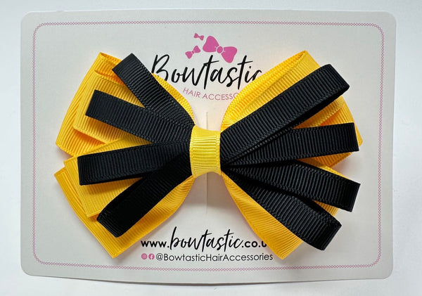 4.5 Inch Loop Bow - Black & Yellow Gold