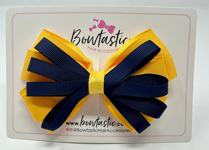 4.5 Inch Loop Bow - Navy & Yellow Gold