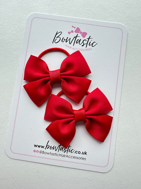 2.5 Inch Butterfly Bow Thin Elastic - Red - 2 Pack