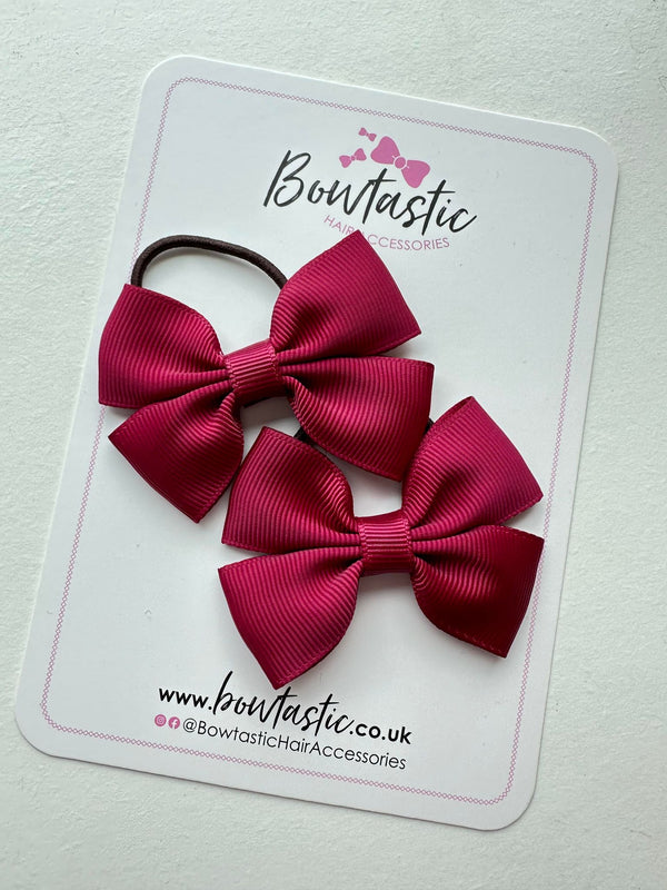 2.5 Inch Butterfly Bow Thin Elastic - Wine - 2 Pack
