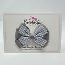 3 Inch Flat 2 Layer Bow - Grey Gingham