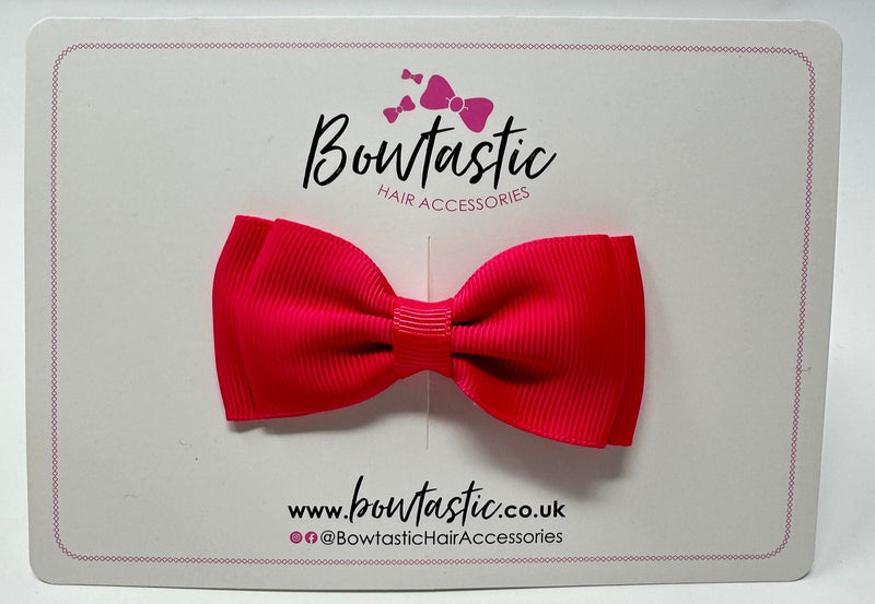 3 Inch Flat Double Bow - Shocking Pink