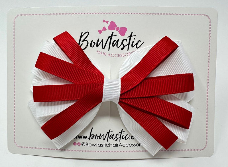 4.5 Inch Loop Bow - Red & White